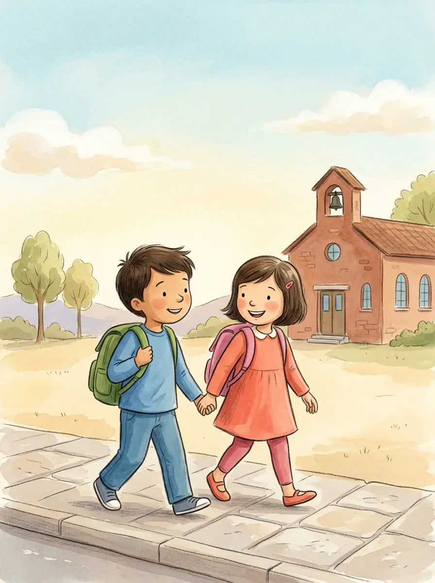 Manuel va a la escuela printable Spanish story cover